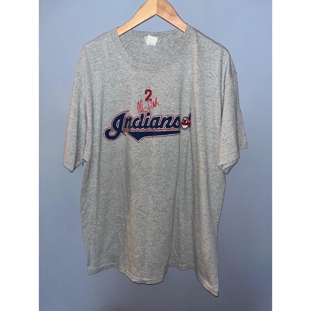 Vintage Cleveland Indians T Shirt Peralta #2 MLB Baseball‎ Gray Mens